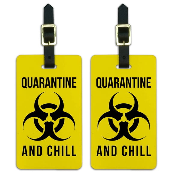 Biohazard Quarantine and Chill Luggage ID Tags Suitcase Carry-On Cards - Set of 2