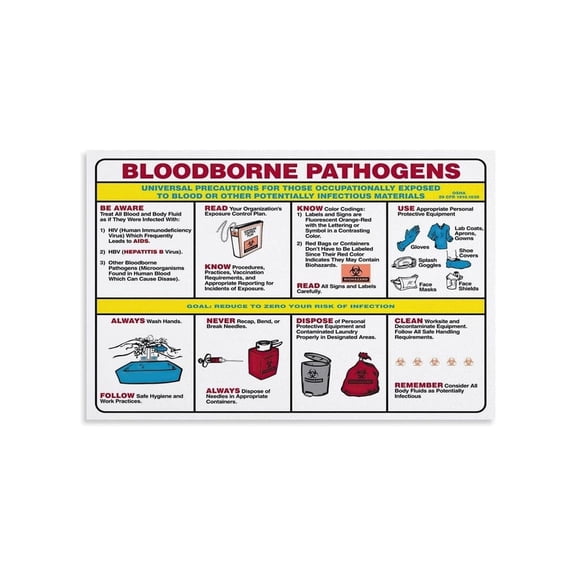 Biohazard Safety Poster Bloodborne Pathogens Workplace Guide Medical Clinic Canvas Wall Art For Lab Waiting Room Home