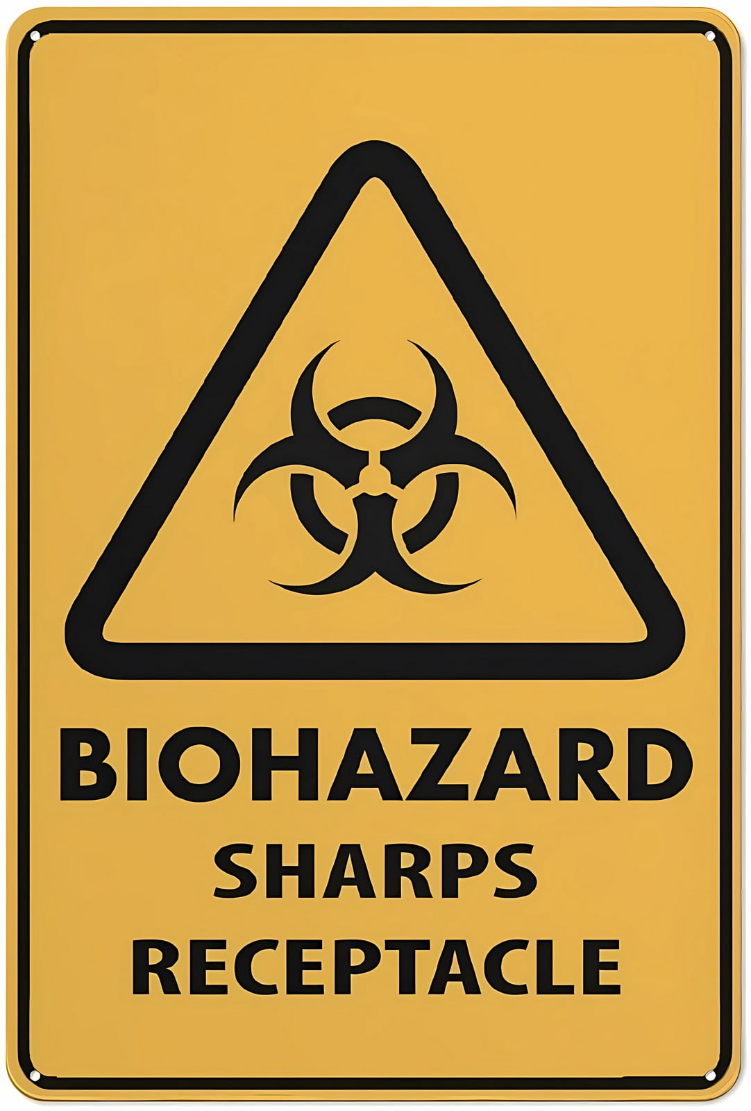Biohazard Sharps Receptacle Metal Aluminum Sign 12 x 8 Inches - Weather ...