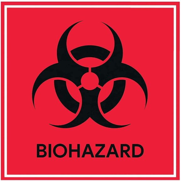 Biohazard Stickers - Dragon Warrior 4" X 4" Waterproof Industrial Warning Sign Label for Hospitals, Industrial Scientific (60 Pack)