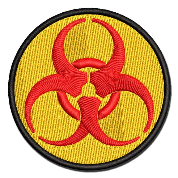 Biohazard Symbol Applique Multi-Color Embroidered Iron-On Patch - 3.5 Inch Large