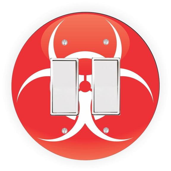 Biohazard Symbol Design - Round Light Switch Plate Cover - Double Rocker