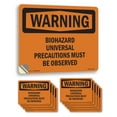 thumbnail image 1 of Biohazard Universal Precautions OSHA WARNING Vinyl Decal Label 5 Inch x 3.5 Inch - 10 Pack, 1 of 6