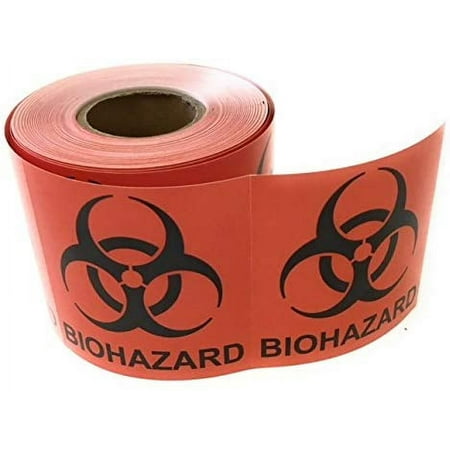 Biohazard Warning Label, 2" x 2", 250 Labels per Roll, Coated Paper, Universal Biohazard Symbol, Self-Adhesive
