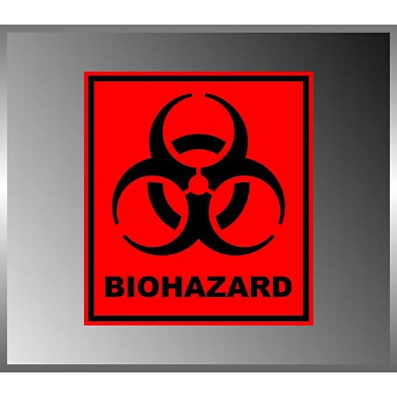 Biohazard Warning Sign Red Square Vinyl Decal Bumper Sticker 4"x4"