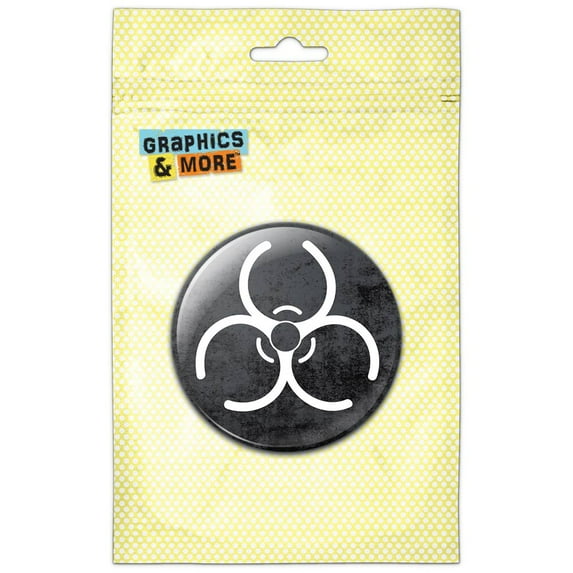 Biohazard Warning Symbol Distressed White Refrigerator Button Magnet