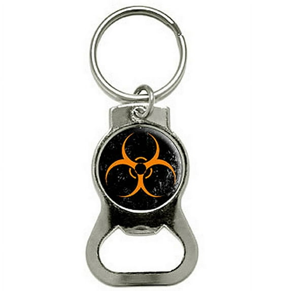Biohazard Warning Symbol Orange Zombies Distressed Bottle Cap Opener Keychain Key Ring