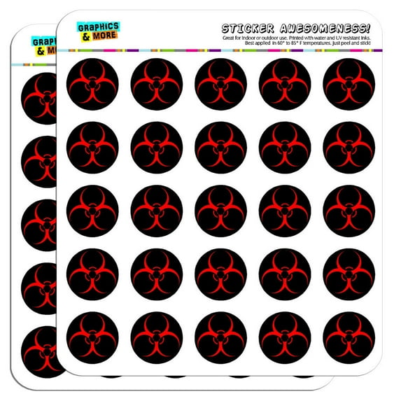 Biohazard Warning Symbol Zombie Radioactive 1" Scrapbooking Crafting Stickers
