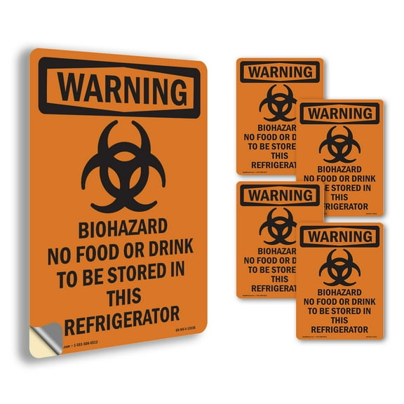 Biohazard With Symbol OSHA WARNING Vinyl Decal Label 7 Inch x 5 Inch - 5 Pack