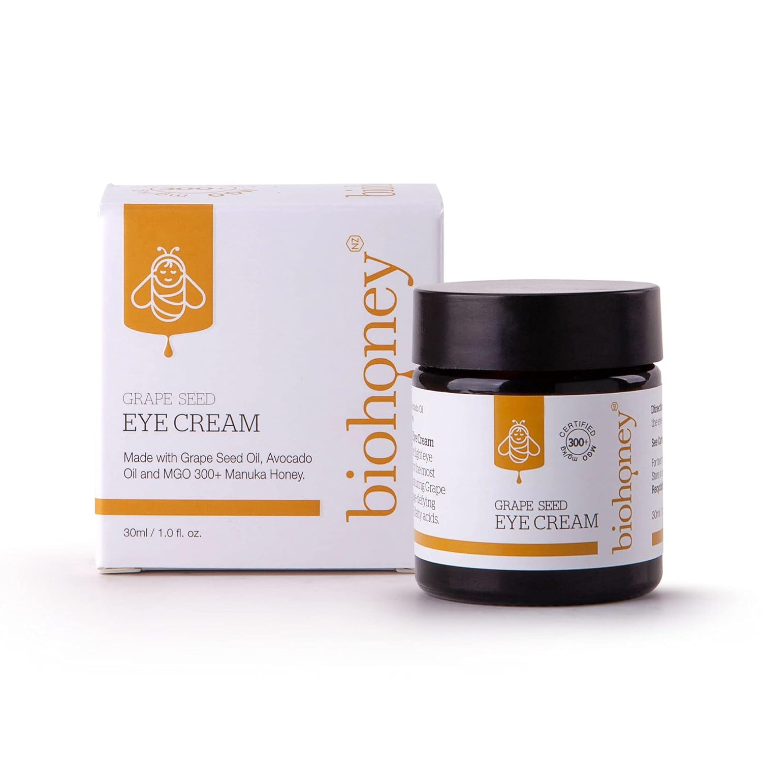 Bio Honey Eye Cream with Grapeseed Oil - 1 oz (30 mL) - Anti-Aging & Dark Circle Treatment