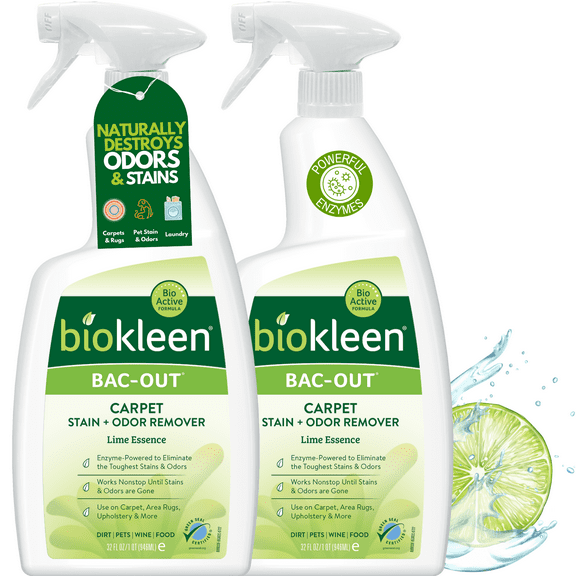 Biokleen Bac-Out Carpet Stain & Odor Eliminator for Carpet, Area Rugs, Upholstery, Laundry Stain Removal and More - 2 Pack