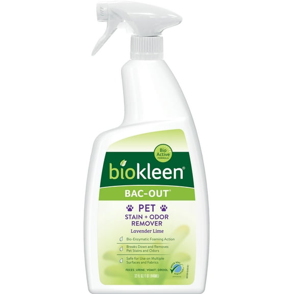 Biokleen Bac-Out Pet Stain MMF7Remover - 32 Ounce - Enzymatic, Natural, Destroys Stains & Odors Safely, for Pet Stains on Carpets - Eco-Friendly, Plant-Based