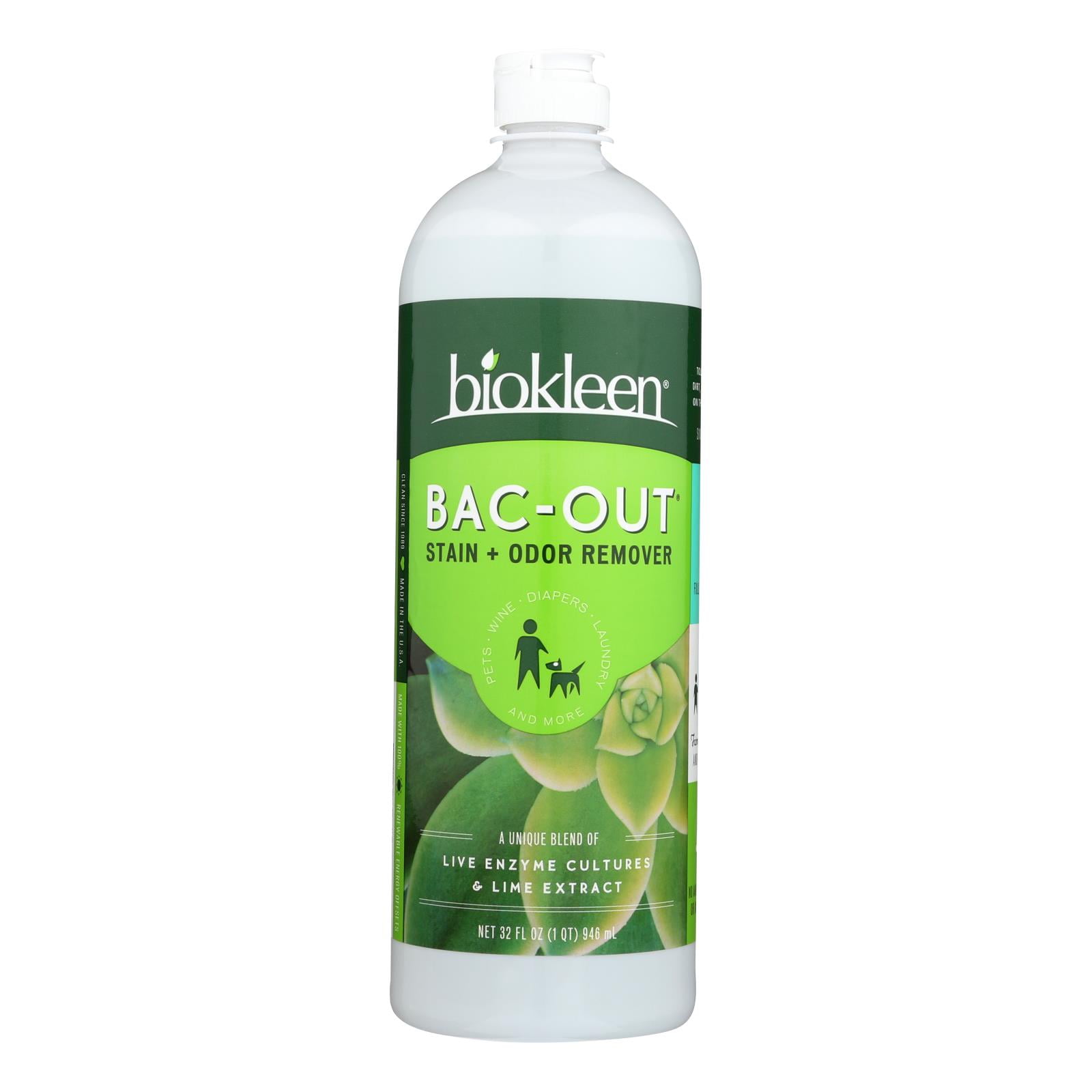 Biokleen Bac-Out Stain & Odor Remover Live Enzyme Cultures & Lime Extract,  32 Fl Oz