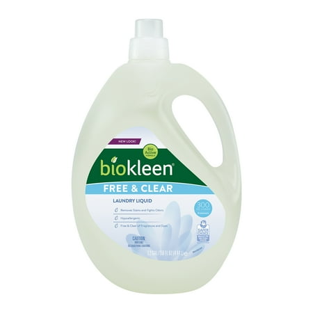 Biokleen Free & Clear Hypoallergenic Liquid Laundry Detergent Soap, Unscented, Gentle on Sensitive Skin - 300 Loads