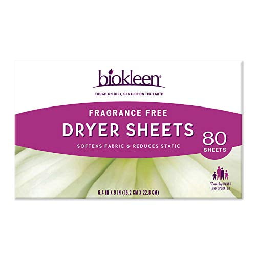 Biokleen HG2416022 Free & Clear Dryer Sheets - Case of 6 - 80 Count