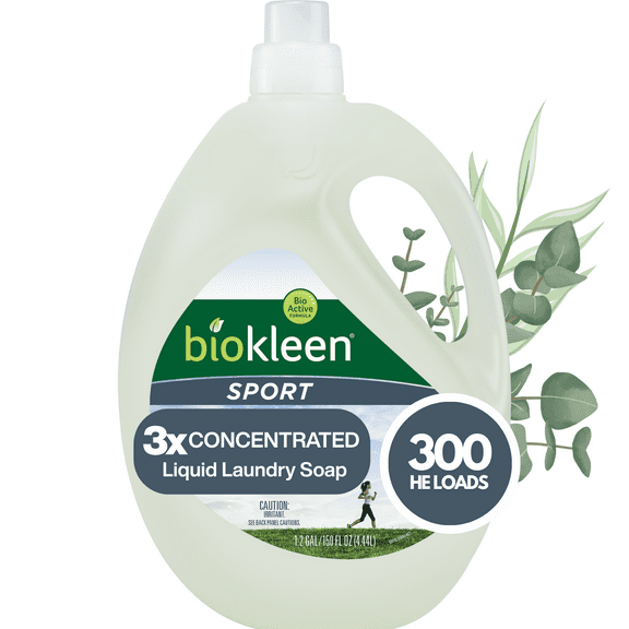 Biokleen Ultra Concentrated Natural Sport Laundry Liquid, 150 fl oz, 300 HE Loads