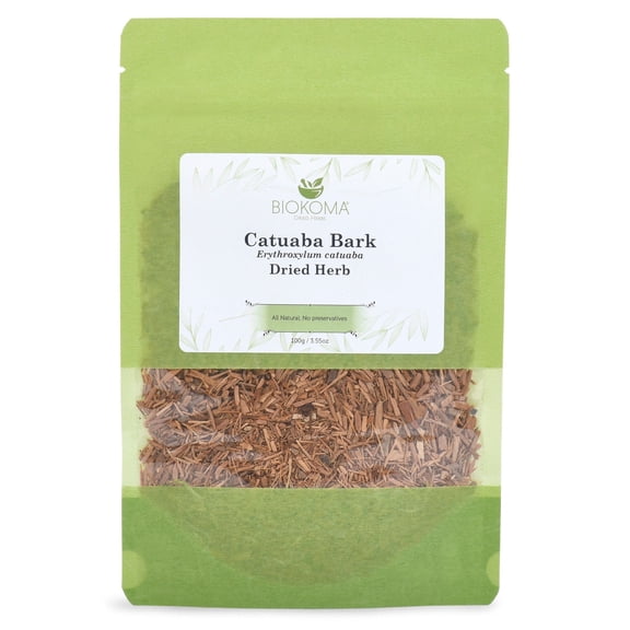 Biokoma Pure and Natural Catuaba Bark (Erythroxylum catuaba) Dried Herb 100g (3.55oz) in Resealable Pack Moisture Proof Pouch - Herbal Tea, No Additives, No Preservatives, Kosher