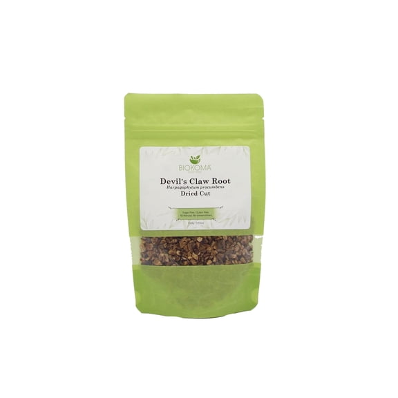 Biokoma Pure and Natural Devil's Claw Root Dried Cut 100g (3.55oz) in Resealable Moisture Proof Pouch - Herbal Tea, No Additives, No Preservatives, Kosher
