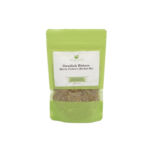 Biokoma Pure and Natural Swedish Bitters Maria Treben's Herbal Mix 100g (3.55oz) In Resealable Moisture Proof Pouch - Herbal Tea, No Additives, No Preservatives, Kosher