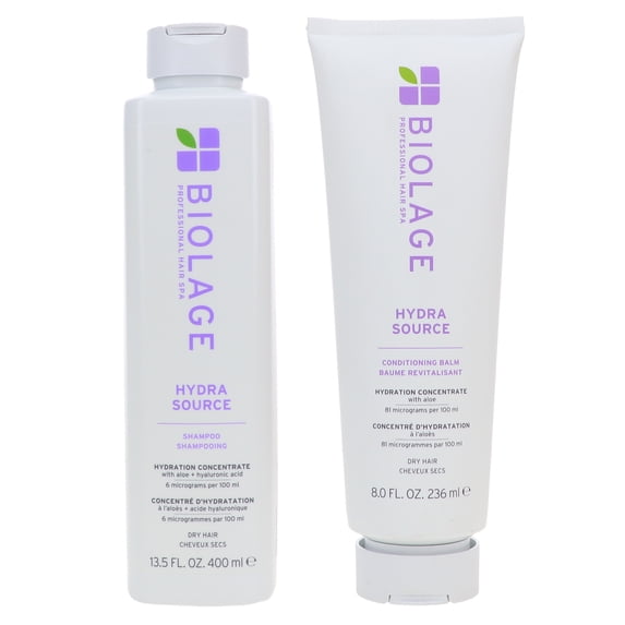 Biolage Hydra Source Shampoo 13.5 oz & Hydra Source Conditioning Balm 8 oz Combo Pack