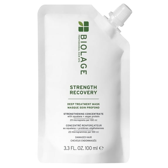 Biolage Strength Recovery Deep Treatment Pack | Moisturizing Hair Repair Mask | For Dry, Damaged Hair Types | Deep Conditioning | Cruelty-Free | Infused with Vegan Squalane | 3.4 Fl. Oz
