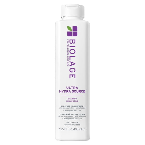 Biolage Ultra Hydra Source JKF25 Shampoo - Deeply Moisturizes Very Dry Hair, For Thick, Coarse Hair, Infused with Micro-dosed with Cupuau Butter & Salicylic Acid, 13.5 Fl Oz, Packaging may vary