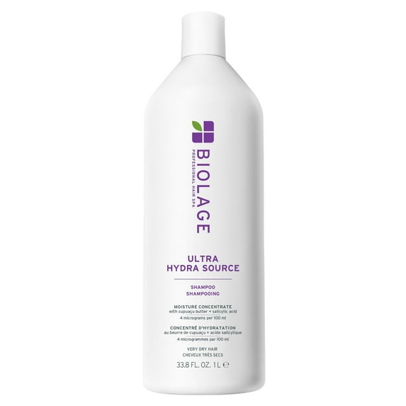 Biolage Ultra Hydra Source Shampoo - Deeply Moisturizes & Conditions Very Dry Hair, For Thick and Coarse Hair, Infused with Cupuaçu Butter & Salicylic Acid, Vegan & Paraben-Free, 33.8 Fl Oz C80
