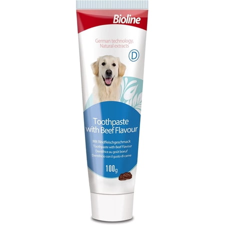 Bioline Dog Toothpaste Teeth Cleaning Plaque and Tartar Control Toothpaste for Dogs Eliminates Bad Breath Beef Flavor
