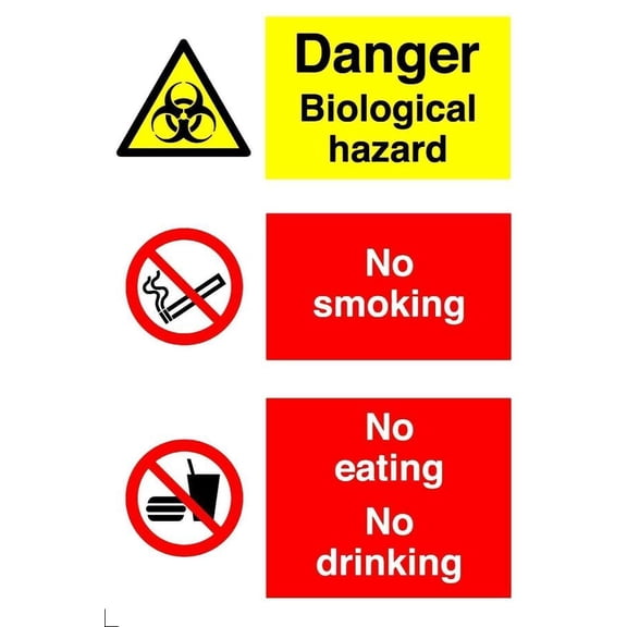 Biological Hazard No Smoking Eating or Drinking. Metal Site Safety Warning Aluminum Sign. Size: 8 x 12 Inch