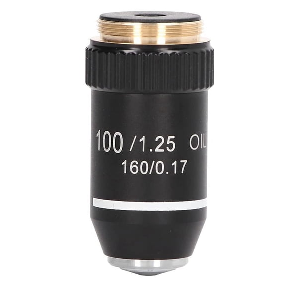 Biological Microscope Lens, 195 Achromatic Black Objective Lens 100X Oil High Power Objective Interface 20.2mm Thread,1 x Biological Microscope Lens,Black