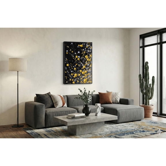 Biological Mycelium Spores Yellow Silver Sci Portrait Decor Unframed Paper Print