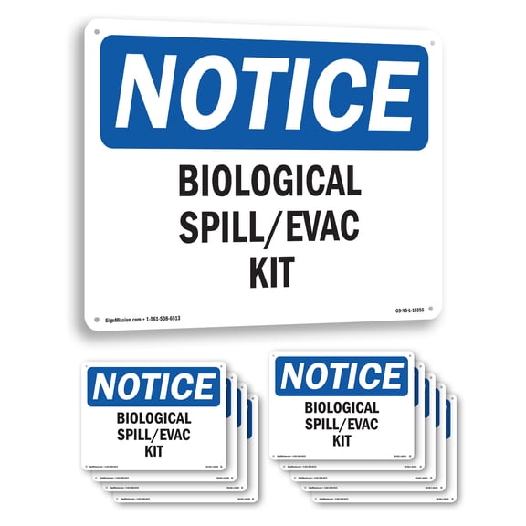 Biological Spill Evac Kit OSHA Notice Rigid Plastic Sign 14 Inch x 10 Inch - 10 Pack