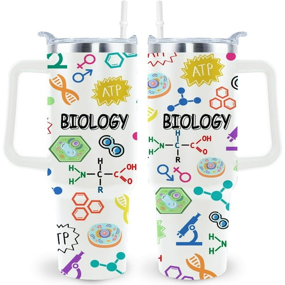 Biology Gifts Teacher Gifts Biology Insulated Tumbler Cup Biology Teacher Appreciation Gifts For Women Men 40 Oz Biology Teacher Travel Mug With Straw And Handle