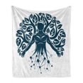 thumbnail image 1 of Biology Soft Flannel Fleece Throw Blanket, Abstract Human Science Ecology Technology and Nature Balance, Cozy Plush for Indoor and Outdoor Use, 50" x 70", Dark Petrol Blue White, by Ambesonne, 1 of 6