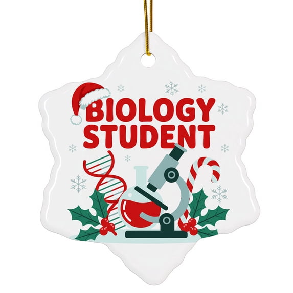 Biology Student Ornament, Christmas Ornament 2025, Personalized Gift for Biology Student Class Ceramic Snowflake Ornament Keepsake for Him or Her 211or6