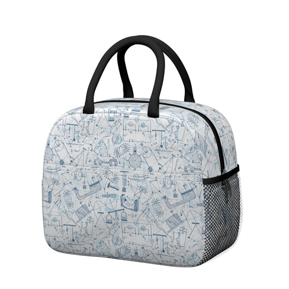 Biology Themed Insulated Lunch Bag – Reusable Thermal Cooler Tote with Science Pattern for School, Travel, and Work Lunch