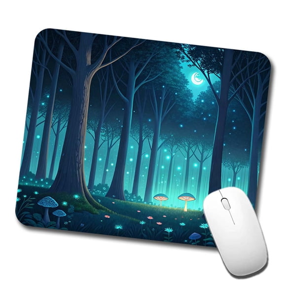 Bioluminescent Forest Night Mouse Pad Low Profile Gaming Mat