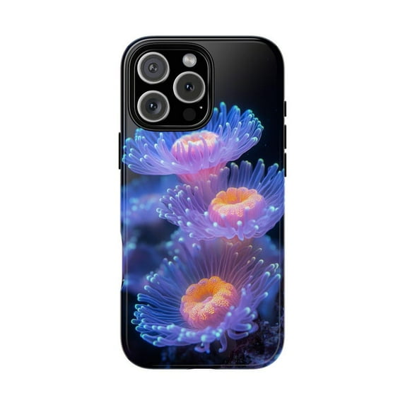 Bioluminescent Sea Anemone Ocean Animal Scenic Artistic Protective Phone Case for iPhone 11 12 13 14 15 16 17 Pro Max