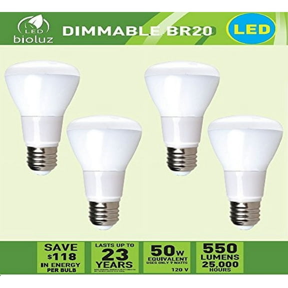 Bioluz LED BR20 LED Bulbs 50 Watt Replacement 90 CRI CEC Title 20 UL Listed Indoor Outdoor Dimmable LED Lamp