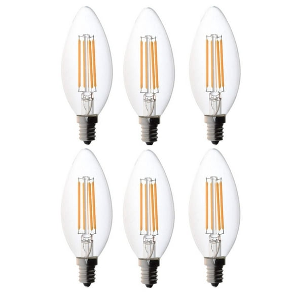 Bioluz LED 60W Candelabra Dimmable Filament LED 2700K Warm White E12 Base