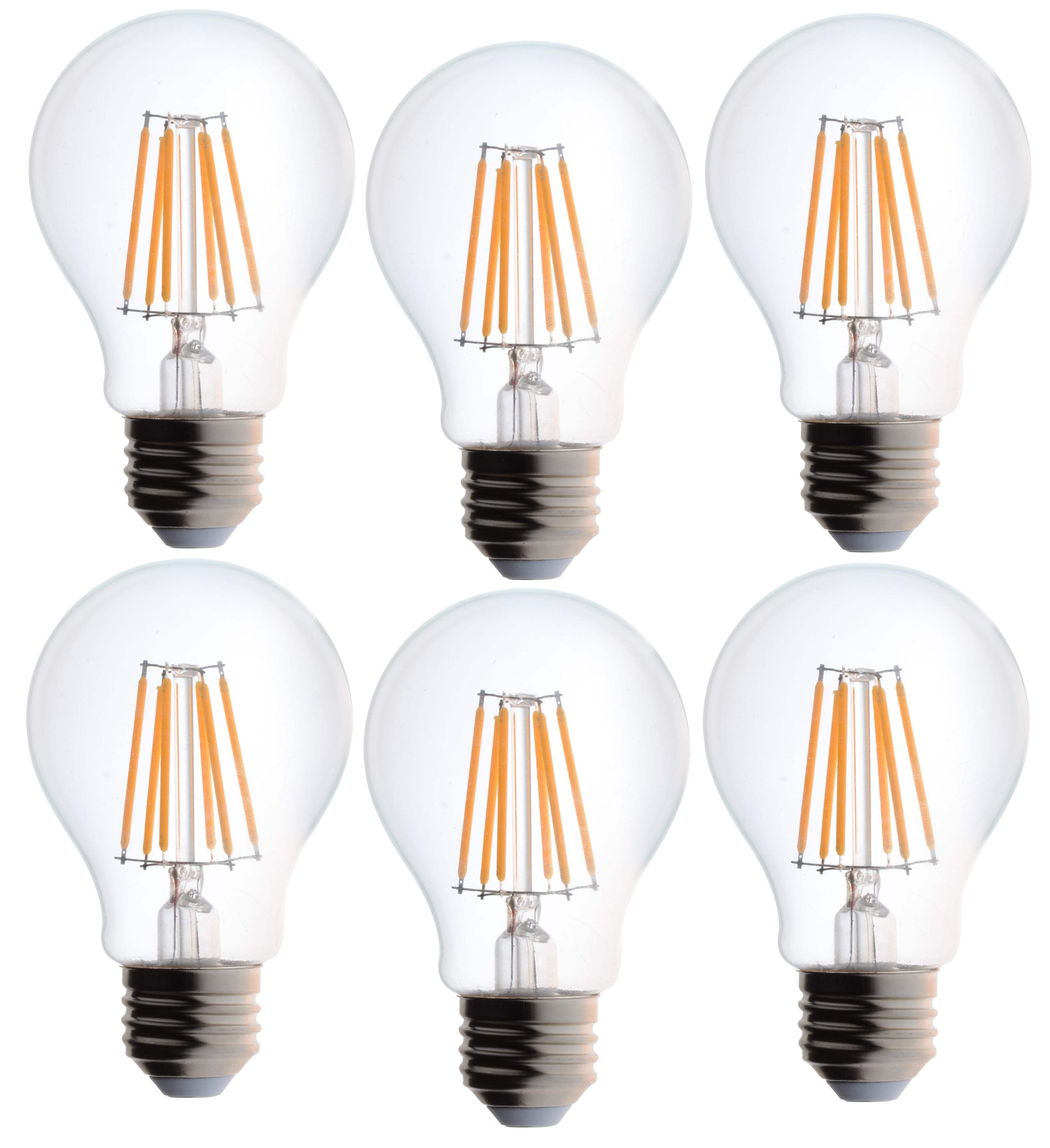 Bioluz LED Dimmable 60W Clear Edison Style Filament LED, A19 Light Bulb, Warm White 2700K, UL Listed