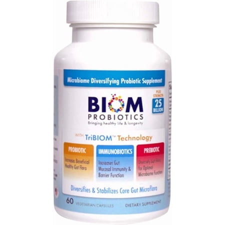 Biom Probiotics 3-in-1 Formula Cold Shipped with 25 Billion Flora for Adults, Immune Support, 60ct