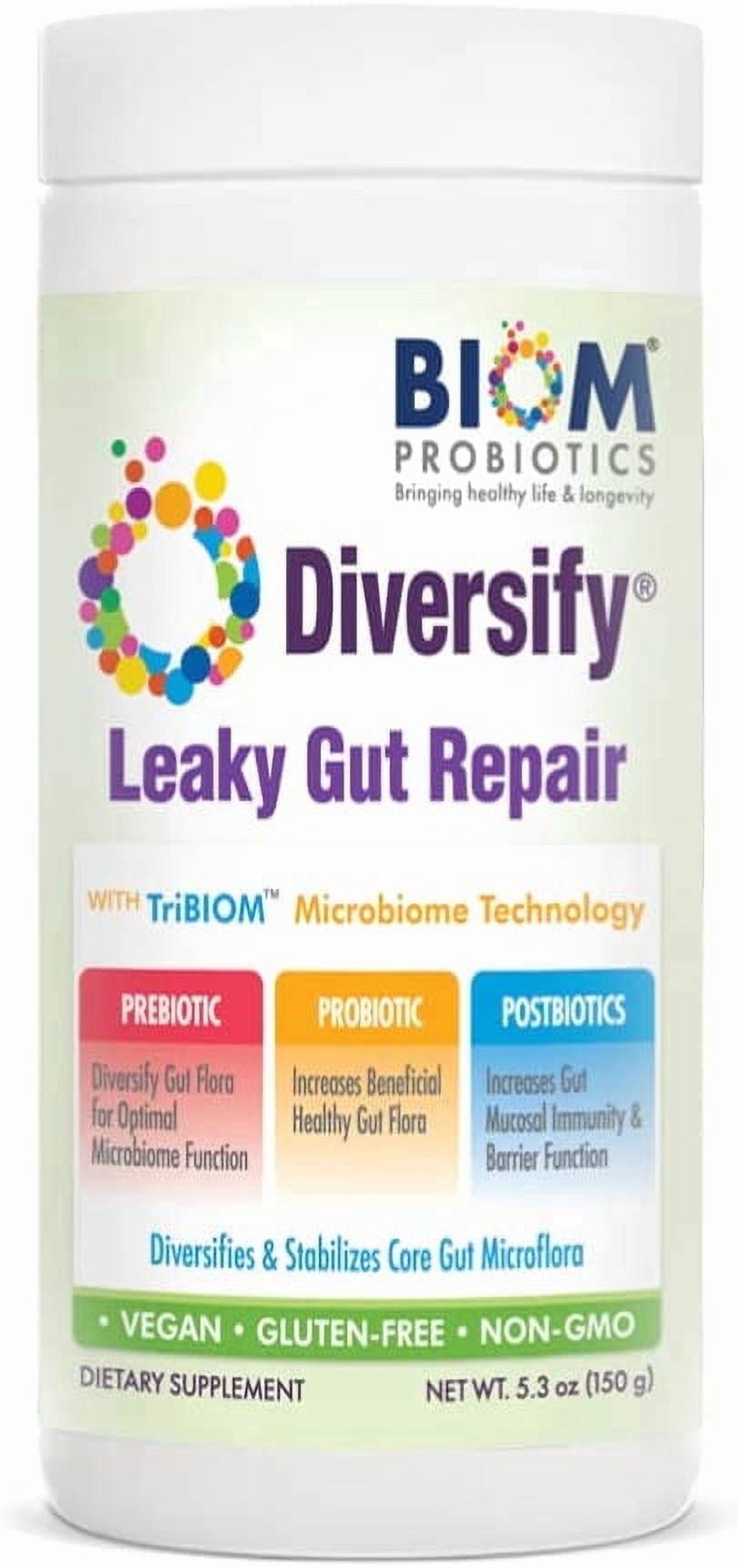 Biom Probiotics Diversify Leaky Gut Support Human Milk Oligosaccharides Supplement Adults 5.3oz