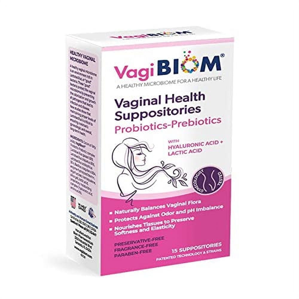 Biom Probiotics Fragrance-Free Vaginal Probiotic Suppository for Women, 15 Count