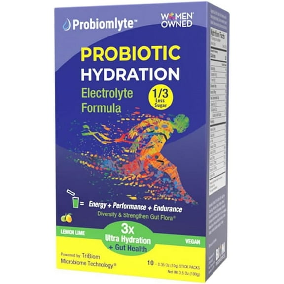 Biom Probiotics Probiomlyte Electrolyte Powder Probiotic for Adults Boost Energy Lime Lemon 10 Stick