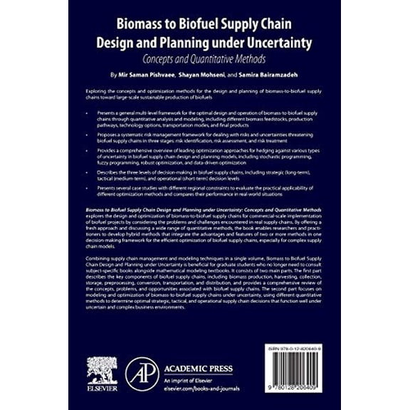 Pre-Owned Biomass to Biofuel Supply Chain Design and Planning Under Uncertainty: Concepts and Quantitative Methods, (Paperback)
