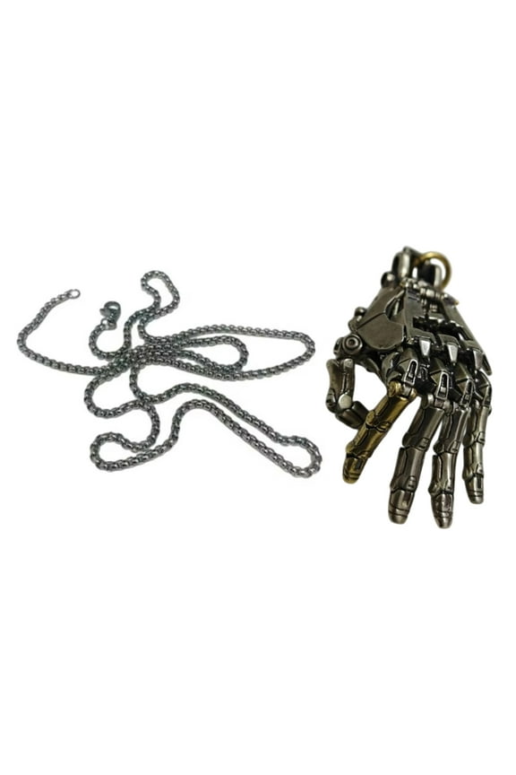 Biomechanical Necklace Mechanical Movable Finger Joints Robot Hand Charm Pendant Jewelry Accessory for Men Women