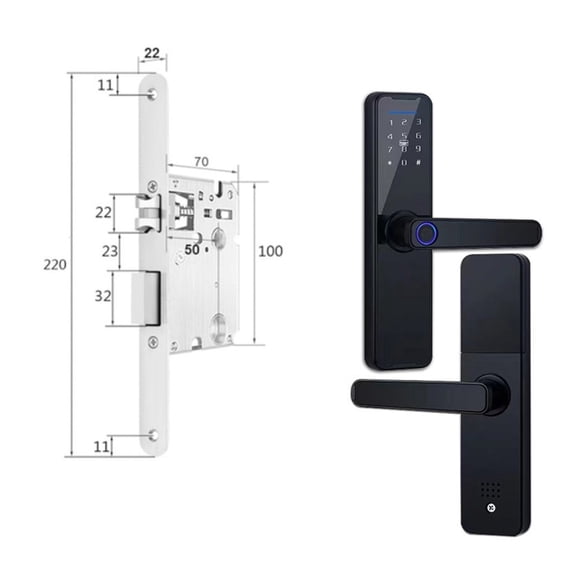 Biometric Fingerprint Door Lock Black Smart Lock Tuya App Remote Unlocking Password Keyless Lock Electronic Door Lock ,Digital Lock