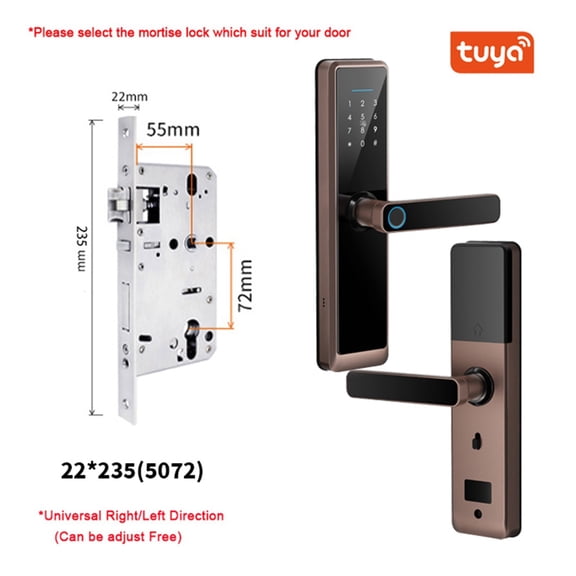 Biometric Fingerprint Door Lock DB20 Black Smart Lock Tuya App Remote Unlocking Keyless Lock Electronic Door Lock ,Digital Lock