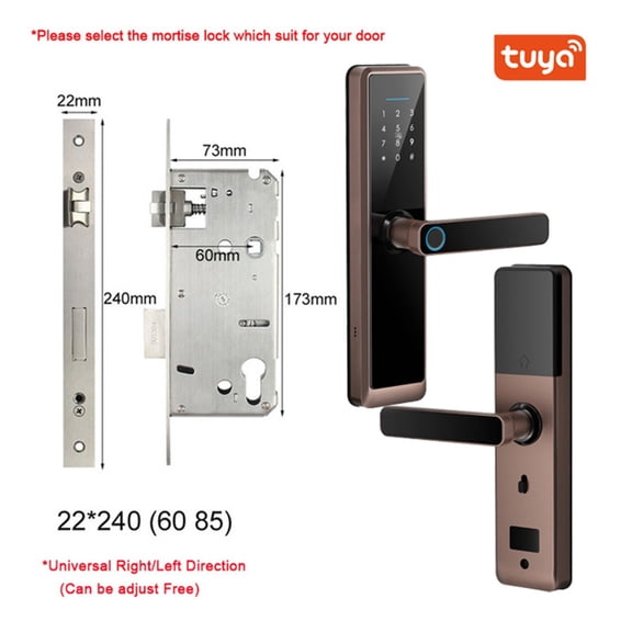 Biometric Fingerprint Door Lock DB20 Black Smart Lock Tuya App Remote Unlocking Keyless Lock Electronic Door Lock ,Digital Lock